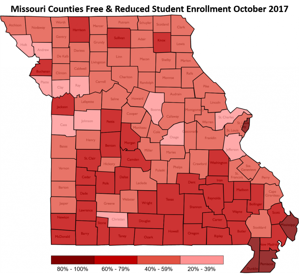 Missouri Counties Free and Reduced Student Enrollment October 2017